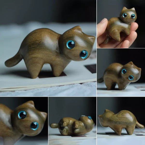 Sandalwood Hand-Carved Wood Cat