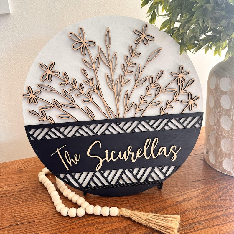 Wooden Door Sign, Family Name Sign