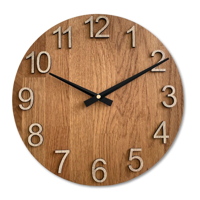 Handmade Large Oak Wooden Wall Clock