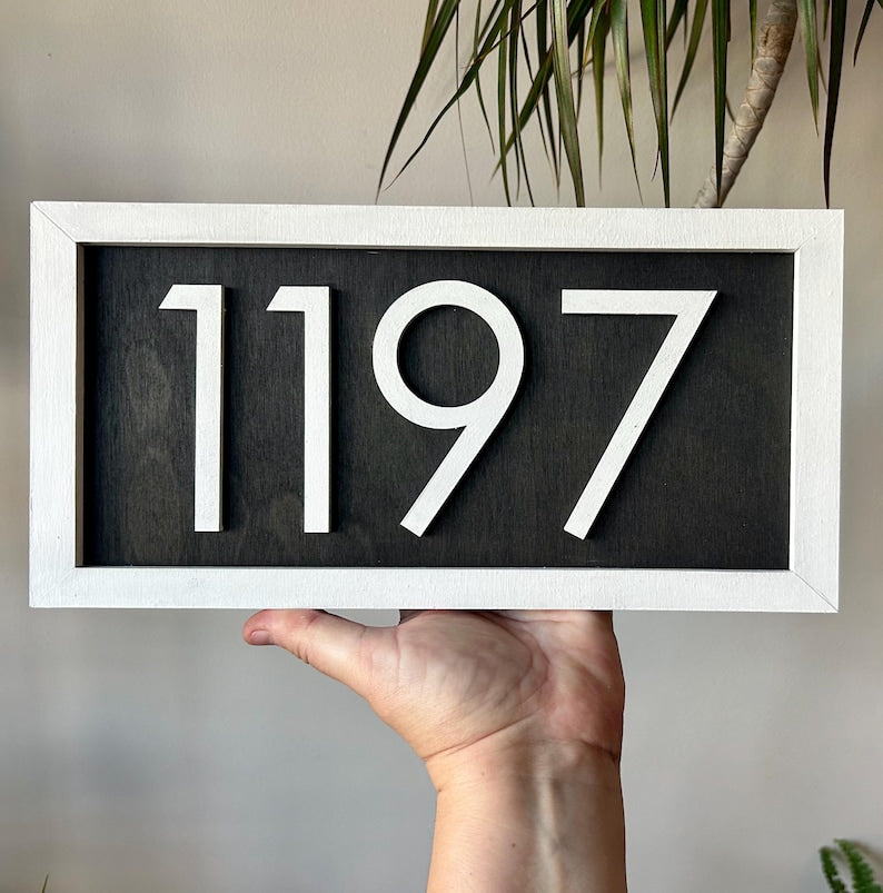 Wood House Address Sign