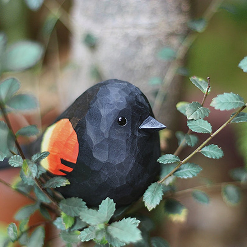 Handmade Wooden Bird,Agelaius Phoeniceus