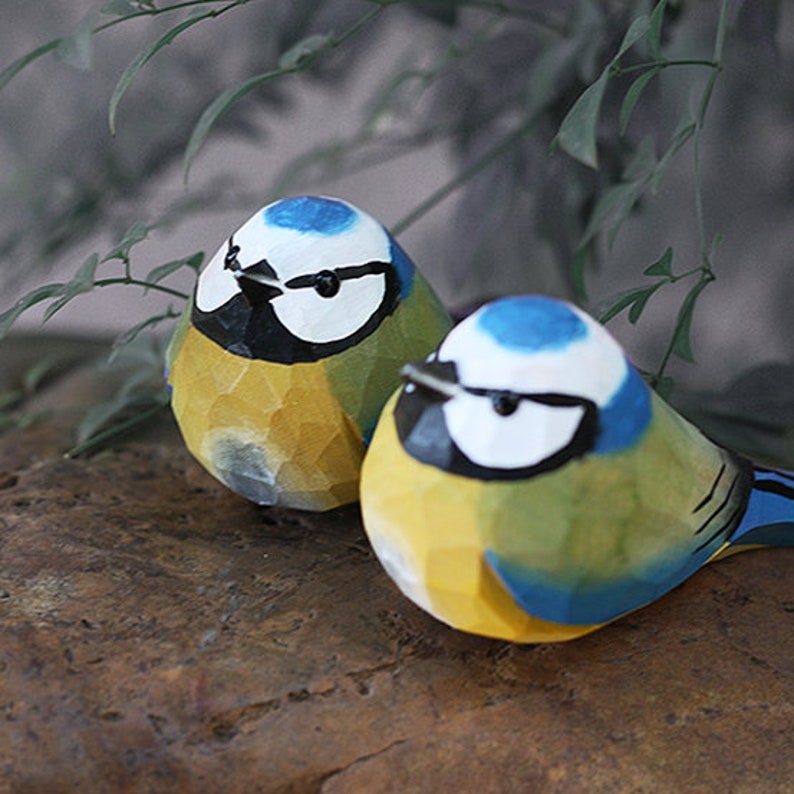 Handmade Wooden Bird,Parus Caeruleus