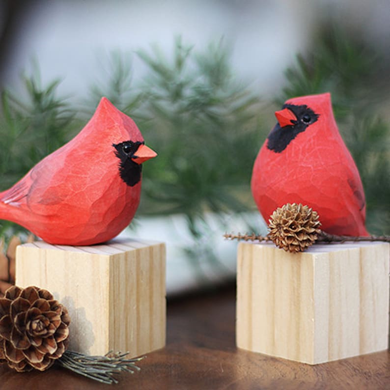 Handmade Wooden Bird,Northern Cardinal