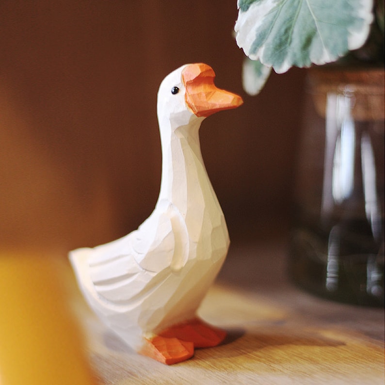 Handmade Wooden Goose, Goose Figurine
