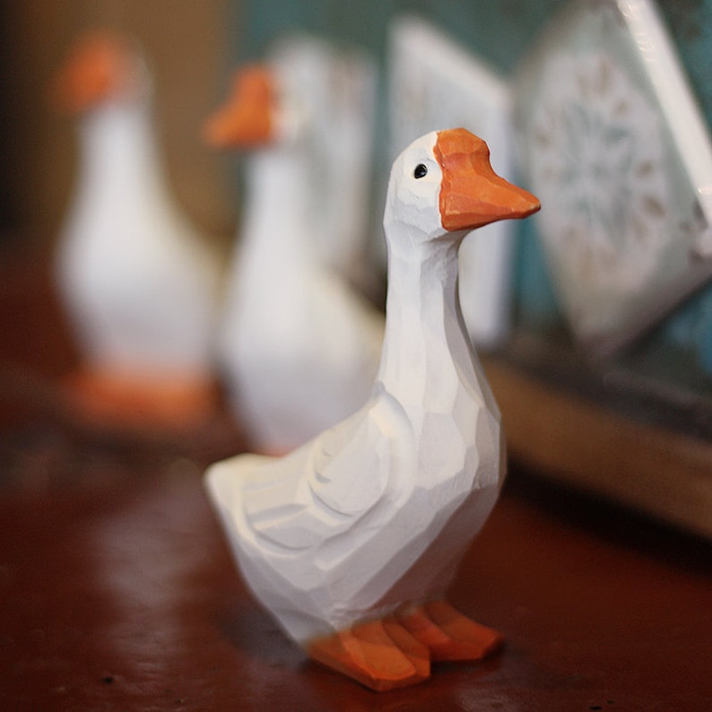 Handmade Wooden Goose, Goose Figurine