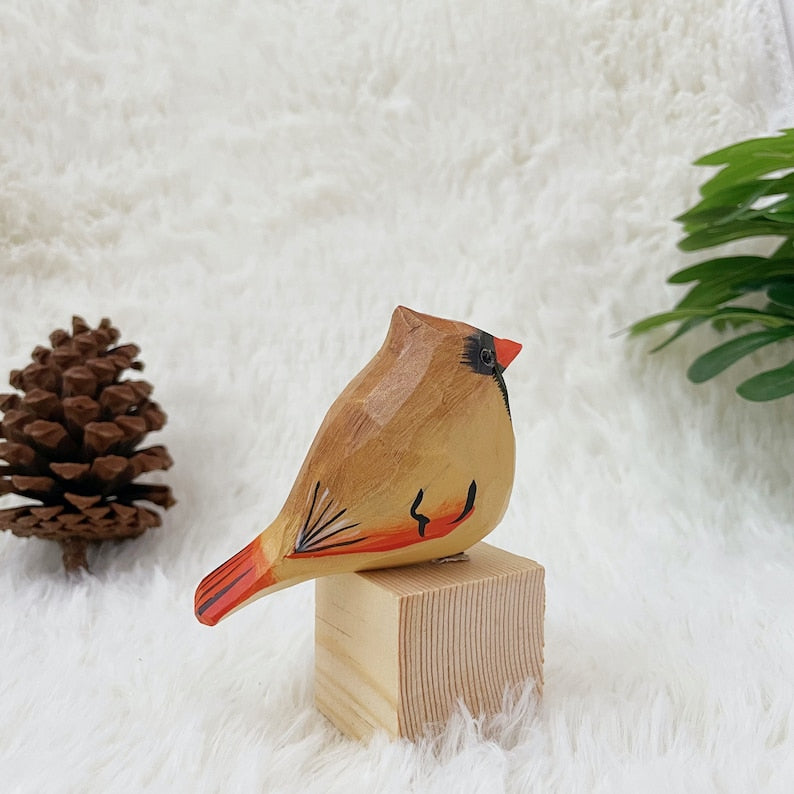 Hand Carved Wooden Bird Figurine
