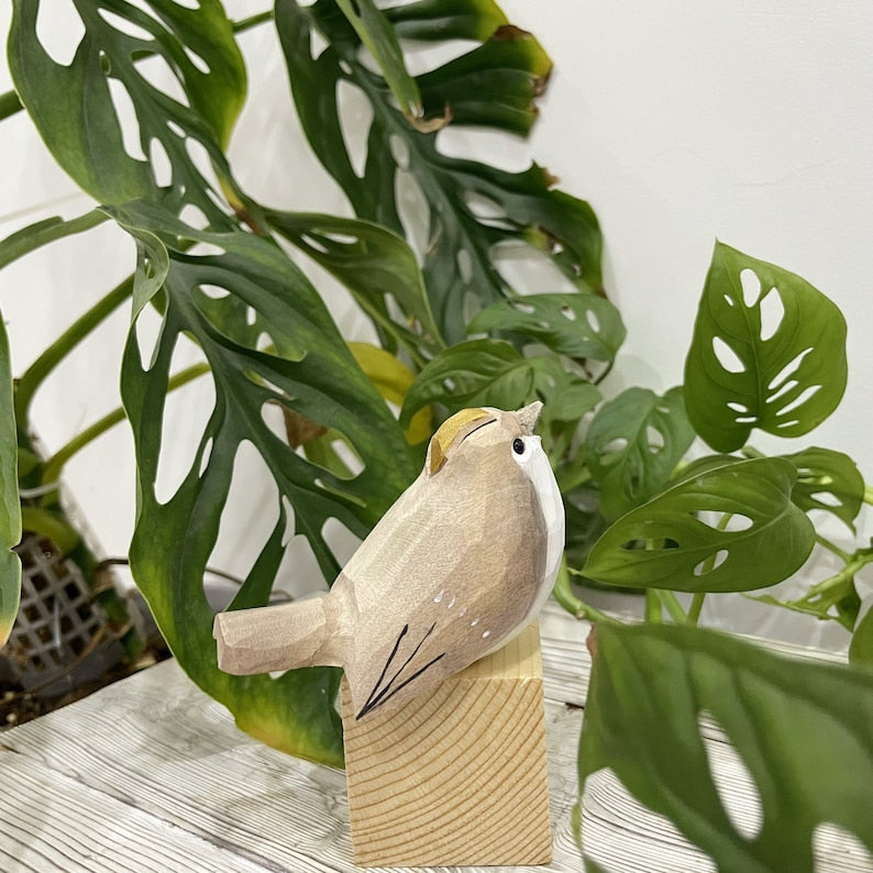 Hand Carved Wooden Bird Figurine,Art Bird