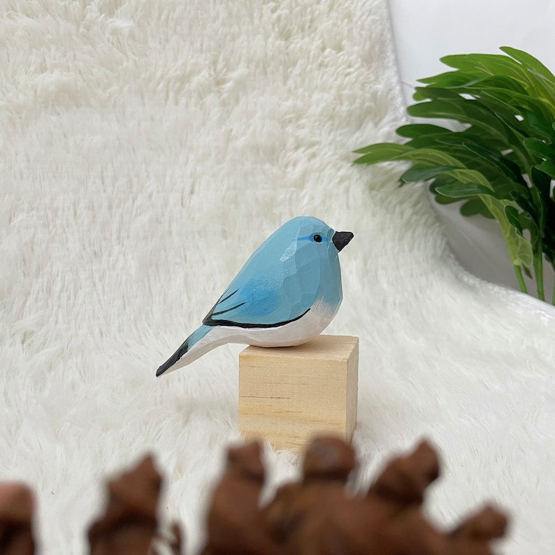 Hand Carved Wooden Bird Figurine