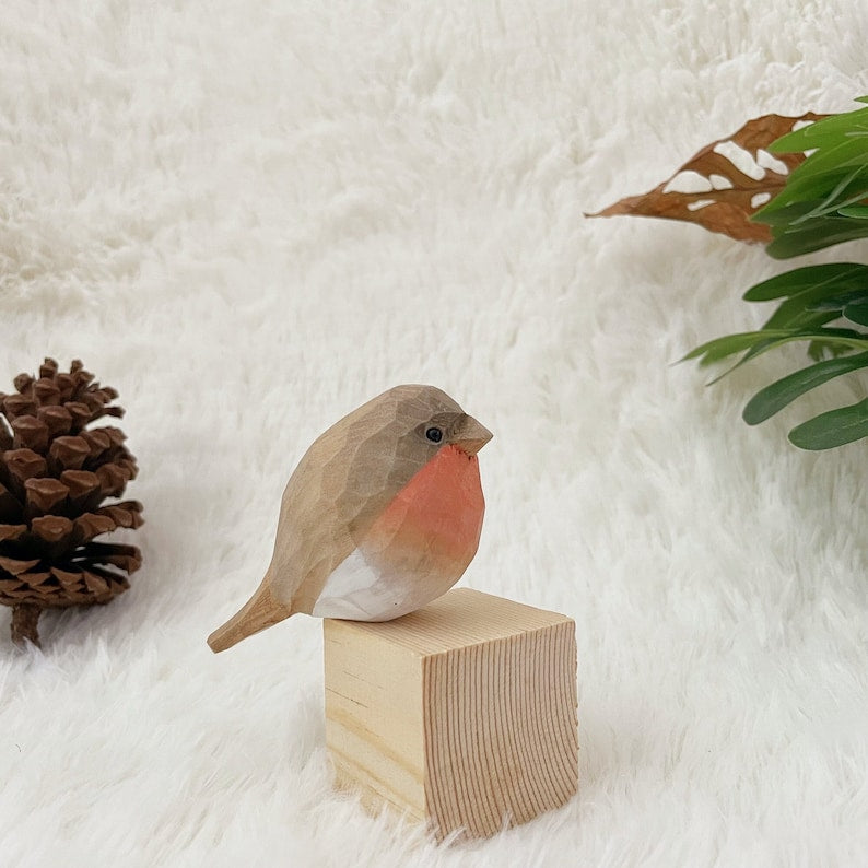 Hand Carved Wooden Bird Figurine