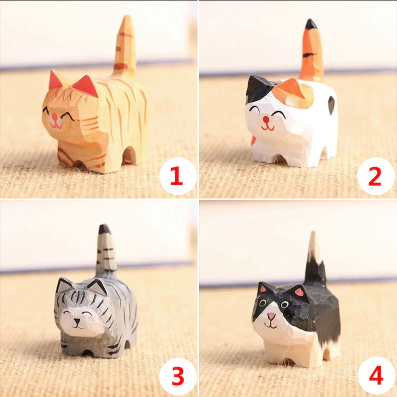 Hand Carving Wooden Cat Sculpture