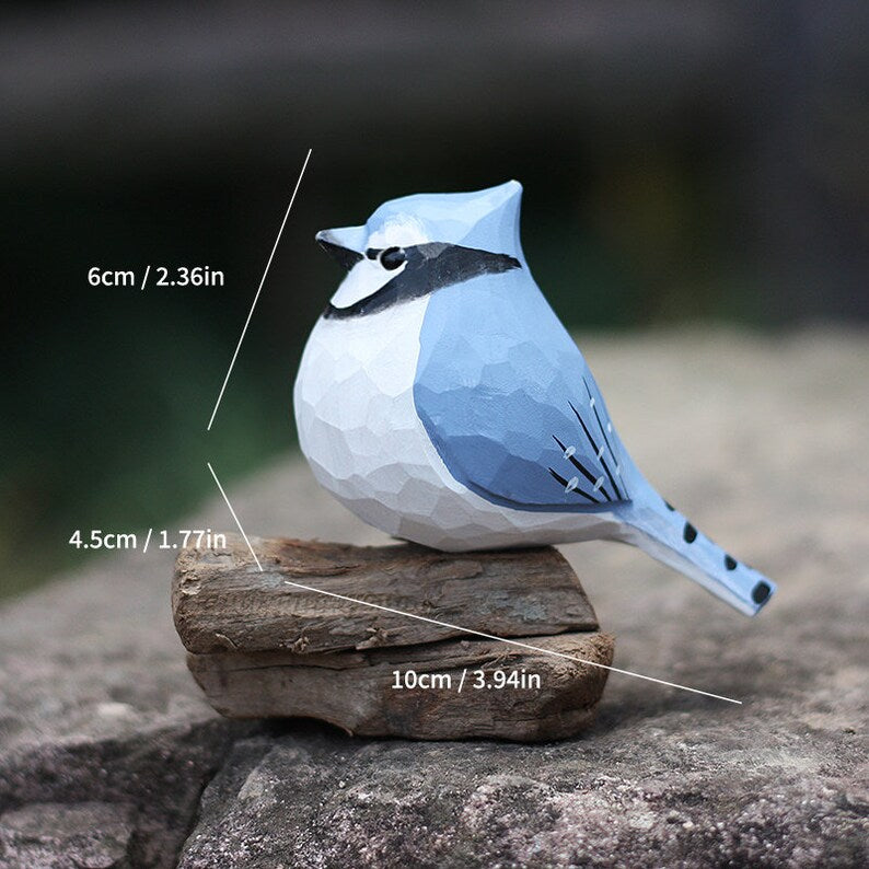 Handmade Wooden Bird,Blue Jay,Cyanocitta Cristata