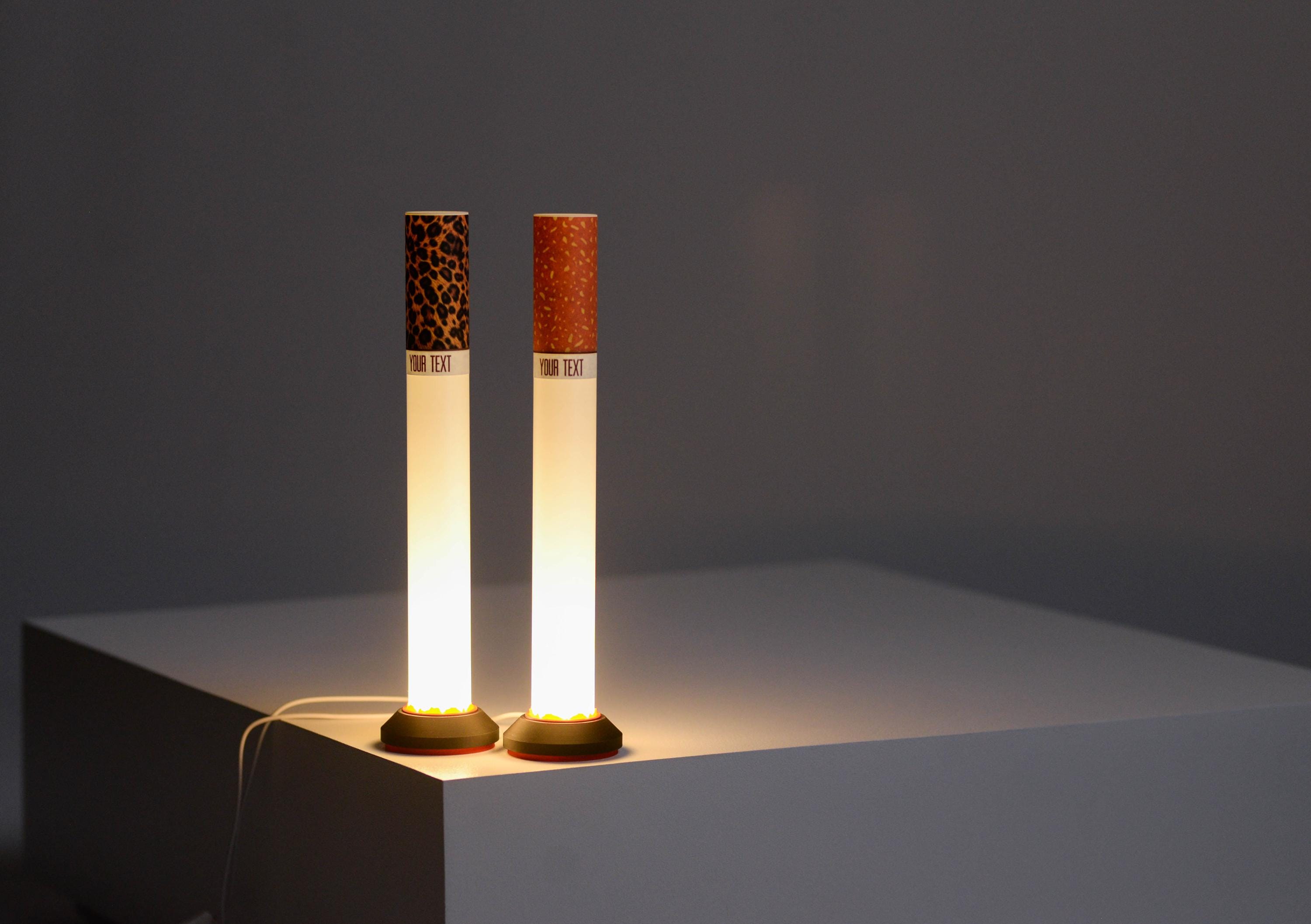 Leopard Cigarette Lamp, Custom Label Available, Modern Table Lamp, Personalized gift, Ambient Night Light, Minimalist Tube Light