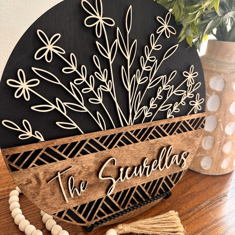 Wooden Door Sign, Family Name Sign