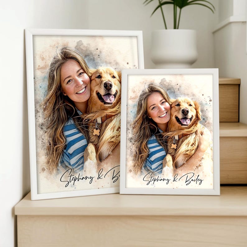 Custom Watercolor Pet Portrait, Dog Lovers Portrait From Photo, Pets Loss Gift, Dogs Memorial
