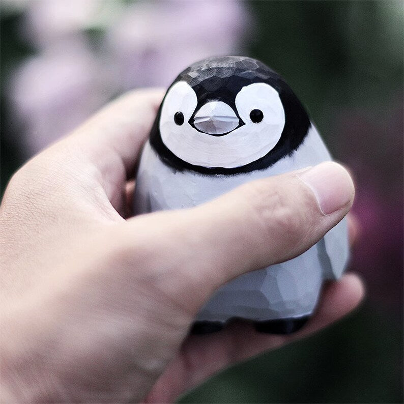 Handmade Wooden Penguin, Penguin Figurine
