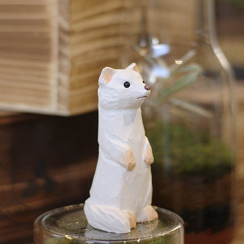 Wood Carving,Hand Carved,Bookshelf Decor,Home Decor,Weasel